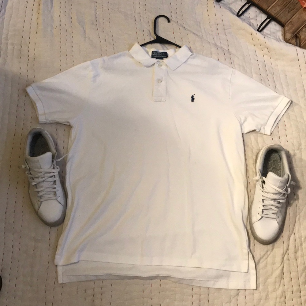 All white Ralph Lauren polo
